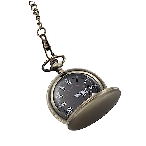 Homoyoyo 1stück Retro Taschenuhr Aus Bronze Zwei-seitige Quarz-taschenuhr Im Klassischen Design Vintage Uhr Mit Kette Für Herren Und Damen Als Für Besondere Anlässe von Homoyoyo