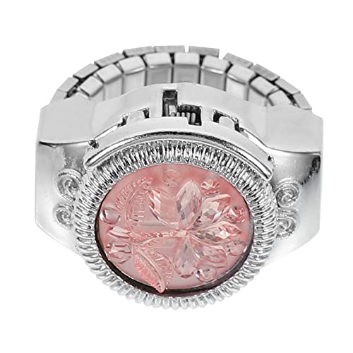 Homoyoyo 1 Stück Ringuhr Besteck Utensil Retro Handaufzugsuhr Quarzuhr Taschenuhr Digitaluhr Trendige Ringe Für Uhrenring Flip Uhrenarmband Binäruhr – Rosa Zinklegierung von Homoyoyo