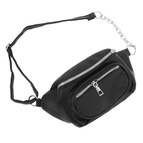 Homoyoyo 1 Stück Stylischer Schwarzer Waist Pack mit Ketten Design Crossbody für Damen für Täglichen Gebrauch Handy Geldbörse Persönliche Gegenstände von Homoyoyo