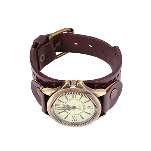 Homoyoyo 1 Stück Uhr Mit Lederband Kunde Uhren Betrachten Goldene Uhr Herren Armbanduhr Taschenuhr Frauen Beobachten Rindsleder Digitaluhr Panzeruhr Punk-Armbanduhr Retro Silberne Uhr von Homoyoyo