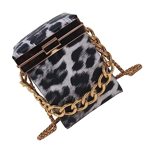Homoyoyo 1 Stück Umhängetasche Damen im Modischen Box Design Stilvolle Crossbody Bag mit Ketten Tragegurt für Partys Vielseitig Einsetzbar mit Kreativem Muster von Homoyoyo