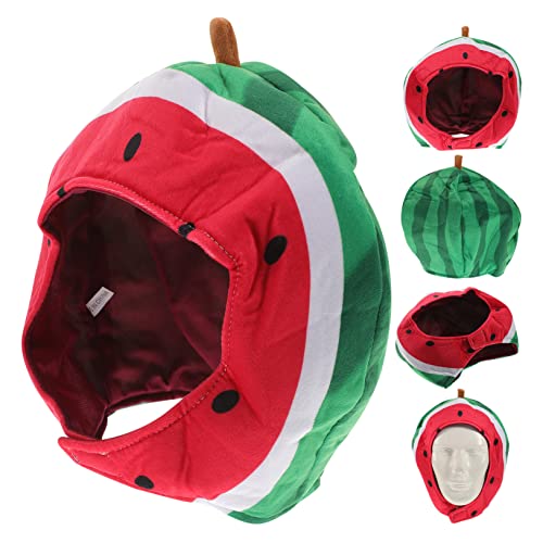 Homoyoyo 1 Stück Wassermelonen-Kopfbedeckung Weihnachten Plüsch gefüllte Mütze Plüsch Wintermütze Bademütze Spaß halloween kopfschmuck halloween kopfbedeckung lustiger Kostümhut Plüschmütze von Homoyoyo