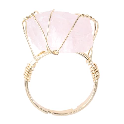 Homoyoyo 1 Stück verstellbare Fingerringe Ringe für Frauen verstellbare Schmuckringe einstellbar dekorative Fingerringe Modeschmuckringe Natürlicher Kristall Rosa von Homoyoyo