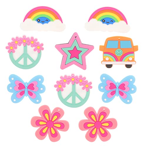 Homoyoyo 10 Stück Cartoon Broschen Kinder Broschen mit Hippie Design Silikon und Metall Dekorative Anstecknadeln für Kleidung Hüte Taschen Rucksäcke von Homoyoyo