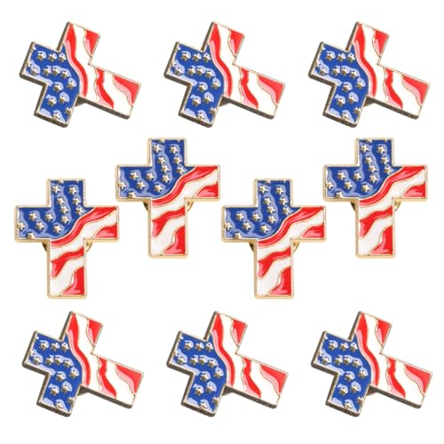 Homoyoyo 10stücke Amerikanische Flagge Runde Abzeichen Flaggen-nadeln Patriotische Flaggen Vintage-broschen Nationalflaggen Rucksack-abzeichen von Homoyoyo