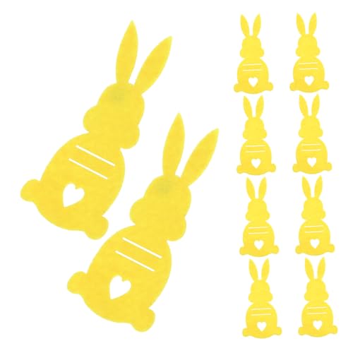 Homoyoyo 10 Stück Hasenwechselhalter Ostergeschirr Ärmel Häschen-Besteckhalter-Tasche Hasen-Utensilienhülle aus Filz Kaninchenbestecktaschen Hasen-Besteckhaltertasche Tuch Yellow von Homoyoyo