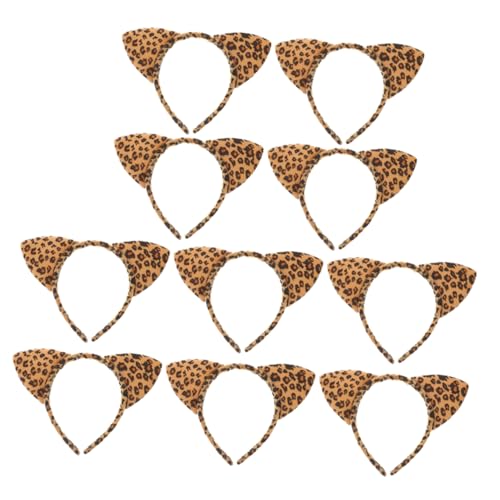 Homoyoyo 10 Stück Leopard Katzenohren Haarreif Teiliges Cosplay Tierkostüm Accessoire für Partys Halloween und Alltag Strapazierfähiges Material Modisches Design von Homoyoyo