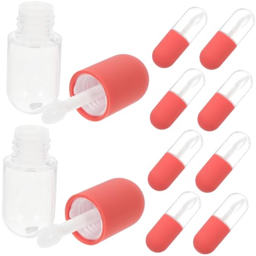 Homoyoyo 10 Stück Nachfüllbare Lipgloss Tuben Lippenbalsam Behälter Mini Lippenstift Fläschchen mit Innenteil Rot Tragbar Leicht für DIY Kosmetik Damen Reisebedarf von Homoyoyo