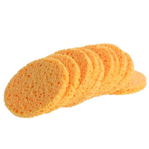 Homoyoyo 10 Stück Natürliche Holzfaserschwämme Oval Abschminkpads Sanfte Gesichtsreinigung Make up Entferner Waschbare Reinigungspads Hautfreundlich für Frauen Tägliche Zufällige Farbe von Homoyoyo