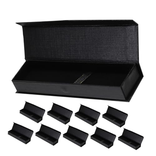 Homoyoyo 10 Stück Schwarze Stiftbox Flip-top Stiftetui aus Karton Langlebig Kratzfest für Kugelschreiber und Füllfederhalter Geeignet Elegante Aufbewahrung für Büro und Geschenk von Homoyoyo