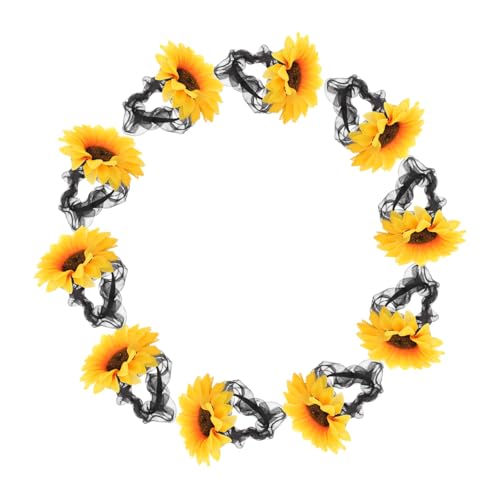 Homoyoyo 10 Stück Sonnenblumen Haargummis Gelb Vintage Blüten Design Elastische Haarbänder Fadenschutz Retro Look Strapazierfähige Ponytail Halter Damen Mädchen von Homoyoyo
