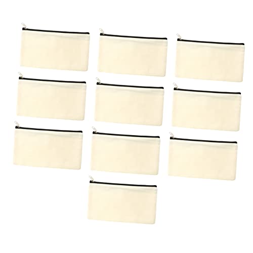 Homoyoyo 10 Stück Teiliges Canvas Federmäppchen Schwarze Robuste Baumwolltaschen mit Reißverschluss Vielseitig Nutzbar als Kosmetik und Münzbeutel für Schule Reise und DIY Bemalung von Homoyoyo