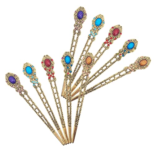 Homoyoyo 10 Stück Teiliges Chinesische Vintage Haarnadeln mit Strass Robuste Legierung Haarschmuck für Lange Haare Klassisch Eleganter Retro Haarstab für Hochzeit Cosplay für Damen von Homoyoyo