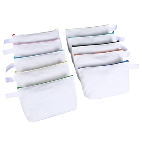 Homoyoyo 10 Stück Teiliges DIY Canvas Kosmetiktaschen mit Reißverschluss Robuste Schminktaschen aus Segeltuch Vielseitig als Kulturbeutel Reise Organizer Makeup Pouches für Damen und von Homoyoyo