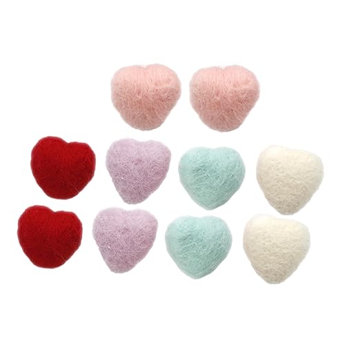 Homoyoyo 10 Stück Teiliges DIY Haarschmuck Herzform Bunte Filzmaterialien für Mädchen Haarspangen Basteln Zubehör für Haarband Haarclip und Partygeschenk von Homoyoyo