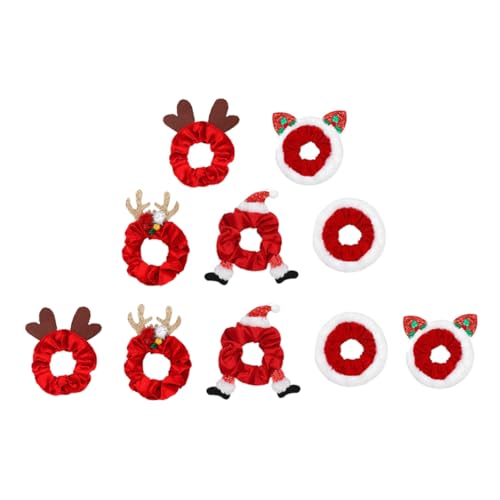 Homoyoyo 10 Stück Teiliges Elastische Weihnachts Haargummis Weiche Haltbare Ponytail Halter Geeignet für Dickes Dünnes Lockiges Haar Fest Sitzend Stilvolles Design für Frauen und Mädchen an von Homoyoyo
