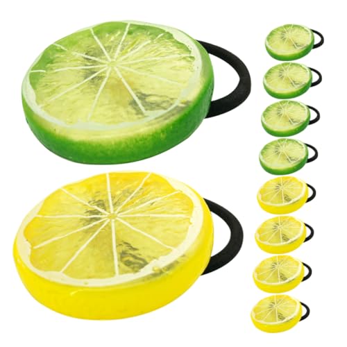 Homoyoyo 10 Stück Teiliges Elastisches Haargummi mit Zitronenmotiv Dehnbare Niedliche Haarbänder für Damen und Mädchen Farbenfrohe Haaraccessoires für Partys und Alltag Formstabil und von Homoyoyo