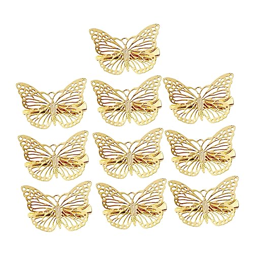 Homoyoyo 10 Stück Teiliges Filigraner Haarnadeln aus Goldenem Legierungsmetall Hohles Schmetterlingsdesign Stereoskopische Haarspangen für Damen Rutschfest Eleganter Haarschmuck für von Homoyoyo