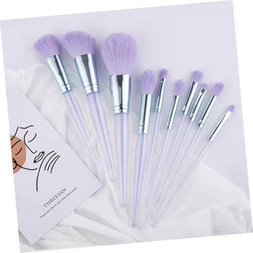 Homoyoyo 10 Stück Teiliges Make Up Pinselset Gesichtspuder Lidschatten Schminkpinsel mit Transparent Flieder Acrylgriff für Damen Vielseitige Kosmetikwerkzeuge für Präzises Auftragen von Homoyoyo