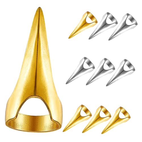 Homoyoyo 10 Stück Teiliges Metalldesign Punk stil Fingerring für Flechten Haarscheitel Zöpfe Styling Zubehör für Professionelle Friseure und Cosplay looks in Gold und Silber von Homoyoyo