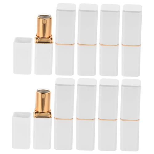 Homoyoyo 10 Stück Teiliges Nachfüllbare Lippenbalsam Behälter Quadratische Lipgloss Tuben mit Perlweiß Oberfläche DIY Lippenpflege Aufbewahrung für Frauen und Mädchen von Homoyoyo
