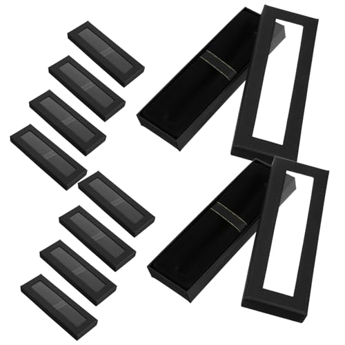 Homoyoyo 10 Stück Teiliges Schwarzes Stifte Display Box mit Transparentem Deckel Vielseitige Geschenkverpackung Kleine Aufbewahrungsbox für Stifte Schmuck und Uhren Präsentationsbox für von Homoyoyo