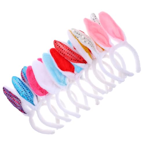 Homoyoyo 10 Stück Teiliges Set Plüsch Hasenohren Haarreifen Weich und Leicht Vielseitig für Ostern Cosplay Party und Geburtstagsfeiern Komfortabel und Langlebig für Erwachsene von Homoyoyo