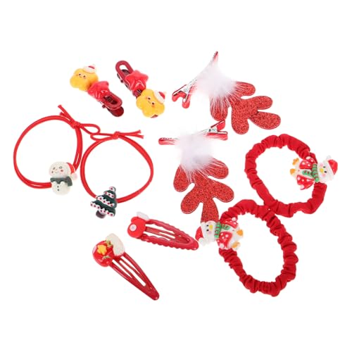 Homoyoyo 10 Stück Teiliges Weihnachts Haarspangen Set Rentiergeweih Haarreifen Süße Elastische Haargummis Leichte Festliche Haaraccessoires für Mädchen Weihnachtsfeier Fotoshootings von Homoyoyo