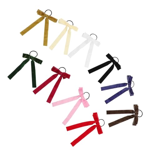 Homoyoyo 10 Teiliges Elastische Haargummis mit Samt Bindeschleife Dekorative Haarbänder für Mädchen Langlebige Ponytail Halter Farben Feines Material Einfaches Styling für Dünnes Haar von Homoyoyo
