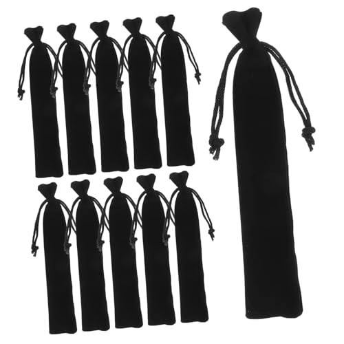 Homoyoyo 100 Stück Samt Stiftetuis mit Kordelzug Schwarzer Samtener Federmäppchen Schutz für Füllfederhalter Weiche Stifttasche für Büro Schule Reise Organizer von Homoyoyo