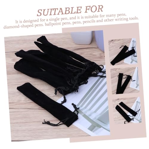 Homoyoyo 100 Stück Schwarze Samt Stiftbeutel mit Kordelzug Tragbare Leichte Federtasche für Schule und Büro Vielseitiger Aufbewahrungsbeutel für Stifte und Kleine Schreibwaren von Homoyoyo