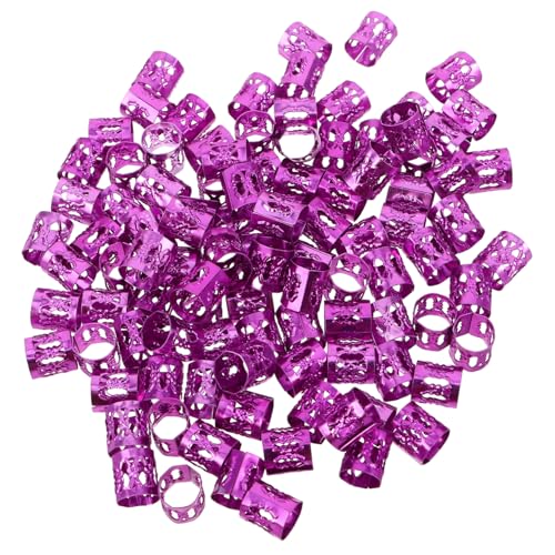 Homoyoyo 100 Stück Teiliges Haarschmuck Zöpfe und Dreadlocks Filigrane Aluminium Haarringe in Violett Leichte Einfach Anzubringende Haarmanschetten für Frauen zur Stilvollen von Homoyoyo