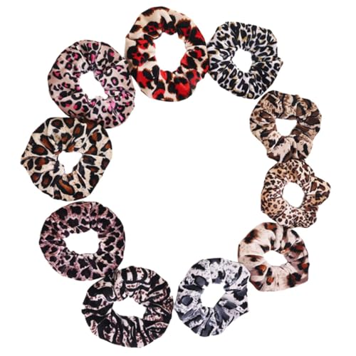 Homoyoyo 10er-pack Elastische Haargummis Für Damen – Pferdeschwanzhalter Mit Leopardenmuster – Modische Haar-accessoires Für Damen – Haargummis Aus Samt von Homoyoyo