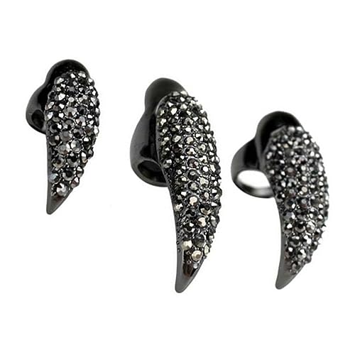 Homoyoyo Gothic Punk Falsche Nagelkralle Fingerringe 10 Stück in Schwarz 3 Größen Für Cosplay Und Halloween Unisex Aus Langlebigem Legierungs Und Strassmaterial von Homoyoyo