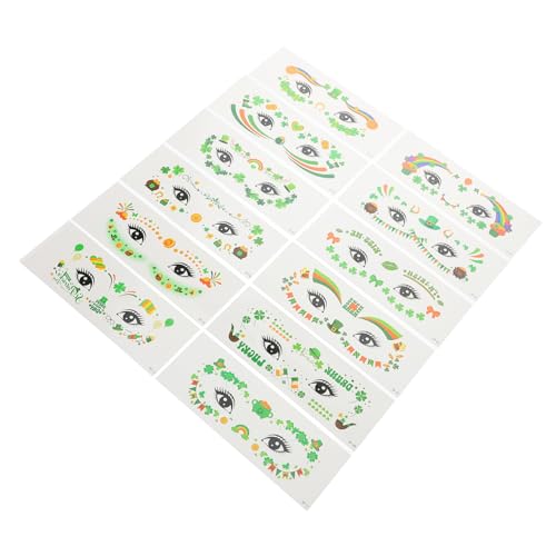 Homoyoyo 12 Blatt St Patricks Day Gesichtstattoos Teiliges Hautfreundliche Langlebige Kleeblatt Make Up Sticker für Party Accessoires Irischer Festival Schmuck von Homoyoyo