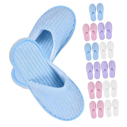 Homoyoyo 12 Paare Einweg Gästehausschuhe Antirutsch Sohle Fleece Komfortable Hausschuhe für Damen und Herren Atmungsaktiv Leicht für Zuhause Spa Hotel Nutzung von Homoyoyo