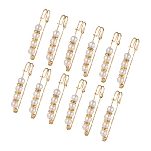 Homoyoyo 12stücke Kleidungsbrosche Mit Perlen Kleidernadel Aus Strapazierfähigem Material Sicherheitsnadel Für Damen Zum Festziehen Von Kleider Jeans Pullover Schal-sicherheitsnadel von Homoyoyo