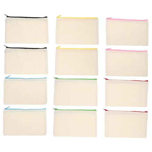 Homoyoyo 12 Stück Schwarze Canvas Kosmetiktaschen mit Reißverschluss Große Kapazität Vielseitig als Schminktasche Reise Organizer und Toilettenbeutel Robustes Material für Sicheren von Homoyoyo