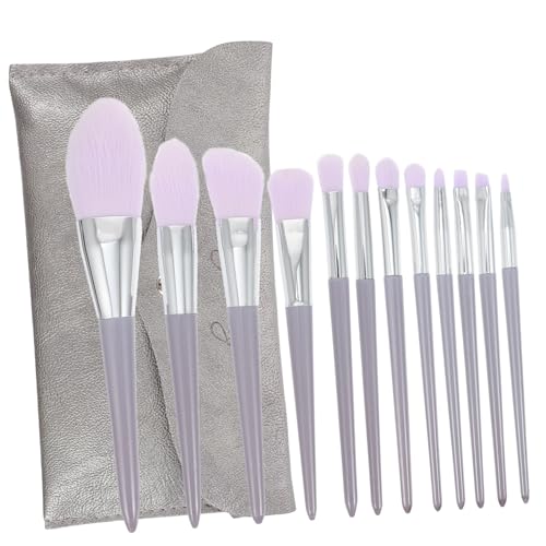 Homoyoyo 12 Stück Teiliges Make Up Pinselset mit Tasche Ergonomisch Weiche Synthetische Haare Dichte für Puder Foundation Lidschatten Vielseitig für Frauen und Mädchen von Homoyoyo