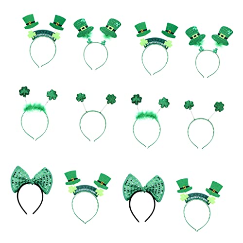 Homoyoyo 12 Stück Teiliges Patrick's Day Stirnband Grünes Kleeblatt Haarschmuck Dekoratives Kopfband für Festtagsfeiern Langlebig und Festliche Accessoires für Erwachsene von Homoyoyo