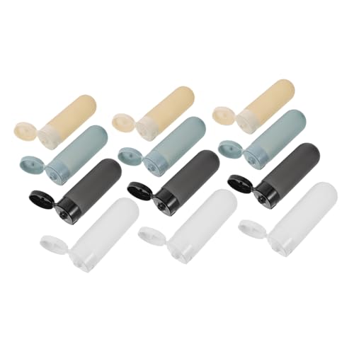 Homoyoyo 12 Stück Teiliges Reise Lotionflaschen Set Wiederbefüllbare Auslaufsichere Kosmetik Squeeze Tuben für Herren Vielseitige Leichte Hautpflegebehälter für Shampoo Creme Handcreme von Homoyoyo
