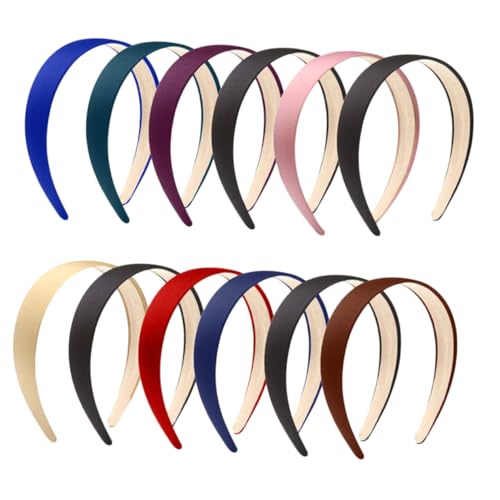 Homoyoyo 12 Stück Teiliges Satin Haarband Damen Rutschfeste Haarreifen mit Weichem Futter Langlebige Handgefertigte Haarschmuck Stirnbänder für Alltag Make up Sport und Zufällige Farbe von Homoyoyo