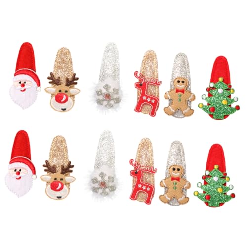 Homoyoyo 12 Stück Teiliges Weihnachts Haarspangen mit Glitzer Leichte Langlebige Haarclips mit Rentiergeweih und Weihnachtsbaum Motiven Festlicher Haarschmuck für Damen für von Homoyoyo