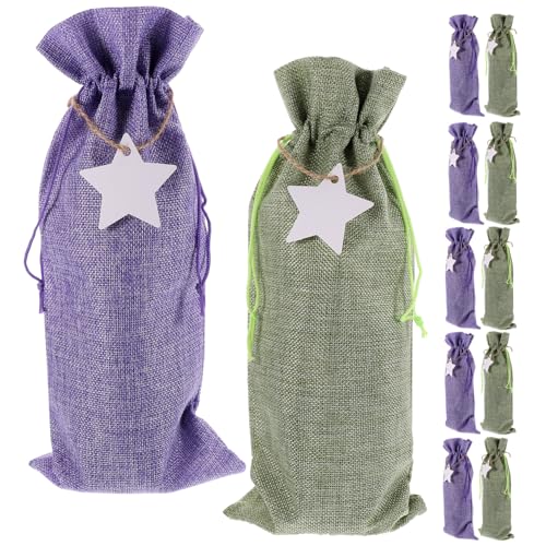 Homoyoyo 12 Stück Teiliges Weinflaschen Geschenktaschen aus Robustem Grobem mit Kordelzug Wiederverwendbar Passend für Rotwein Whiskey Bier als Weihnachts und Hochzeitsverpackung Praktische von Homoyoyo