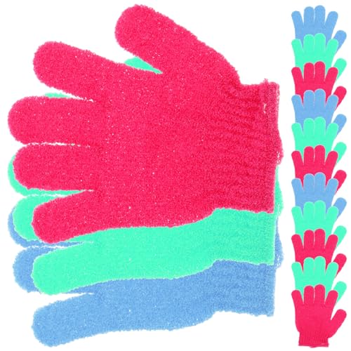 Homoyoyo 14 Stück Teiliges Duschhandschuhe mit Fünf Fingern Exfolierende Körperpeeling Handschuhe für Männer und Bunten Farben Gelb Weiß Grün Orange für Sanfte Hautpflege und Rückenmassage von Homoyoyo