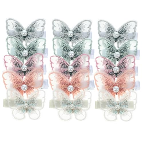 Homoyoyo 15 Stck Teiliges Schmetterlings Haarclips mit Perlen und Netzdesign Kleine Dekorative Haarklammern für Frauen und Mädchen Eleganter Haarschmuck für Hochzeit Geburtstag von Homoyoyo