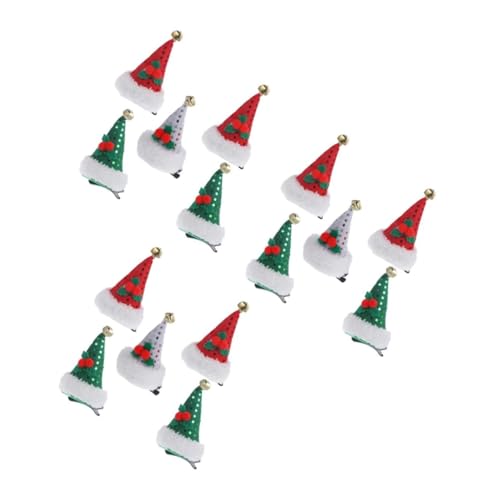 Homoyoyo 15 Stück Teiliges Pailletten Weihnachtsmützen Haarklammern Rot Grün Silber Festliche Haarspangen für Mädchen und Weihnachtliche Haarschmuck Deko Weihnachtsmütze von Homoyoyo