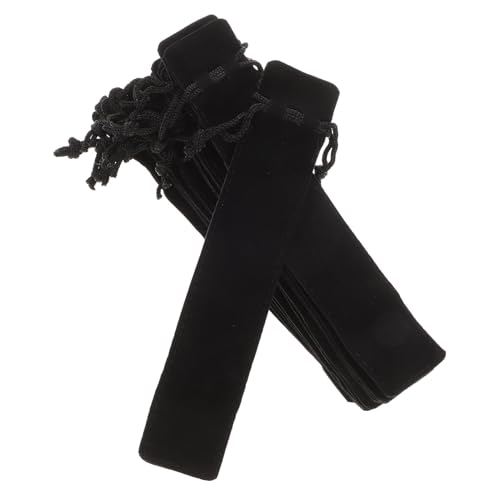 Homoyoyo 15 Stück Teiliges Staubschutz Stifthüllen aus Doppelseitigem Dickem Samt mit Kordelzug Einfarbige Schwarze Geschenkbeutel für Einzelne Stifte und Schreibgeräte Praktische Pen von Homoyoyo