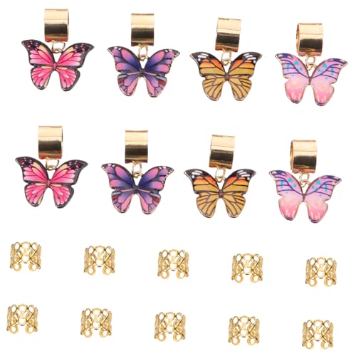 Homoyoyo 18 Stück Teiliges Butterfly Dreadlock Haarschmuck aus Langlebiger Zinklegierung Vielseitige Haar Manschetten für Zöpfe Flechtfrisuren und Dreadlocks Accessoires für Damen und von Homoyoyo