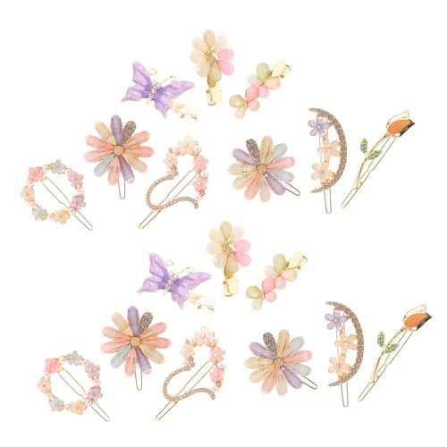 Homoyoyo 18 Stück Teiliges Strass Haarschmuck mit Schmetterling und Herz Haarspangen für Damen und Mädchen Metallische Haarclips Fester Sitz Geeignet für Hochzeit Party Alltag von Homoyoyo